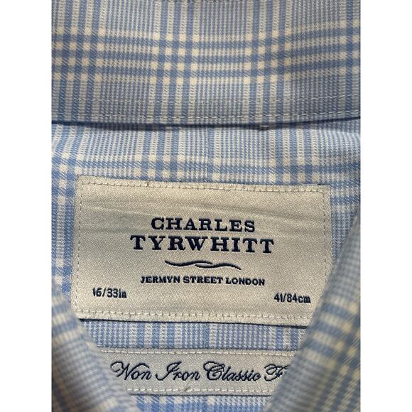 Charles Tyrwhitt Lot of 3 Men Size 16/33in Blue Plaid Non Iron Classic Fit Shirt - Picture 6 of 15